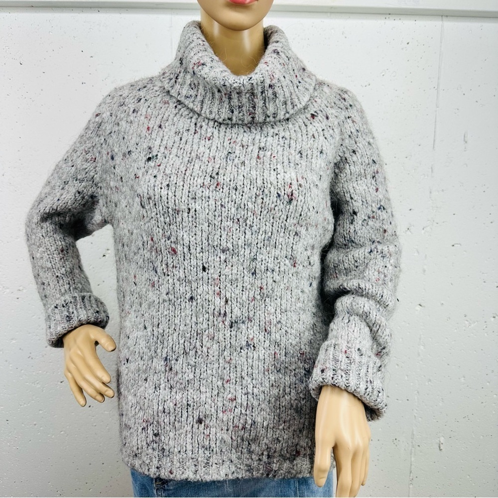 ASPEN size Small Gray Speckled Alpaca Blend Turtleneck Sweater